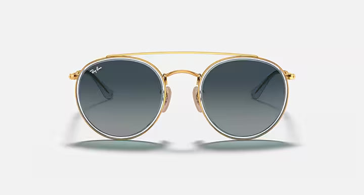 RAY-BAN R DOUBLE BRIDGE Gold & Blue Gradient Round Sunglasses For Unisex M