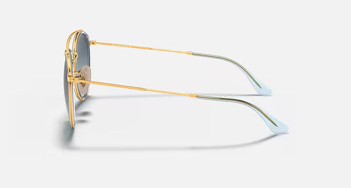 RAY-BAN R DOUBLE BRIDGE Gold & Blue Gradient Round Sunglasses For Unisex M