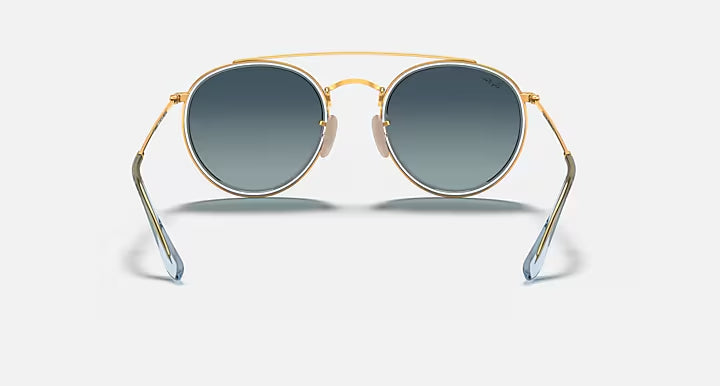 RAY-BAN R DOUBLE BRIDGE Gold & Blue Gradient Round Sunglasses For Unisex M