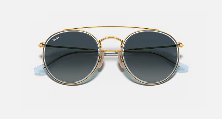 RAY-BAN R DOUBLE BRIDGE Gold & Blue Gradient Round Sunglasses For Unisex M