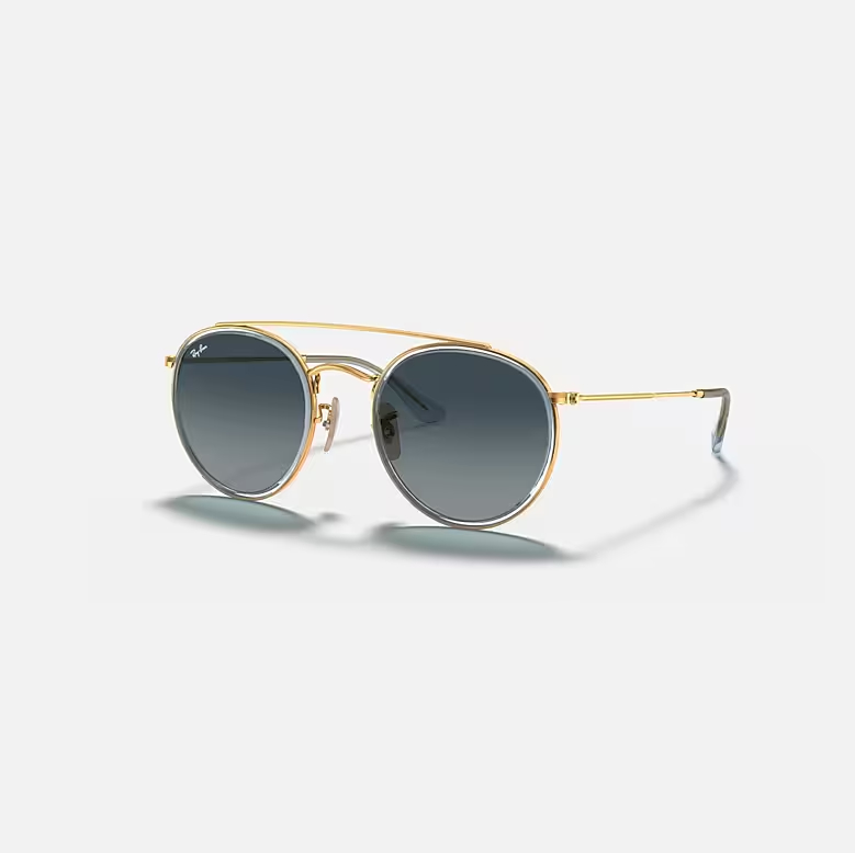 RAY-BAN R DOUBLE BRIDGE Gold & Blue Gradient Round Sunglasses For Unisex M