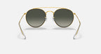 Ray-Ban Double Bridge Round Gold & Grey Sunglasses- Size 51