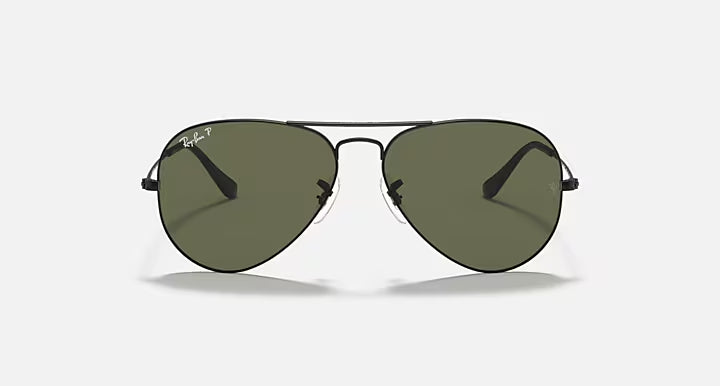 RAY-BAN AVIATOR CLASSIC Black & G-15 Green Pilot Sunglasses For Unisex M