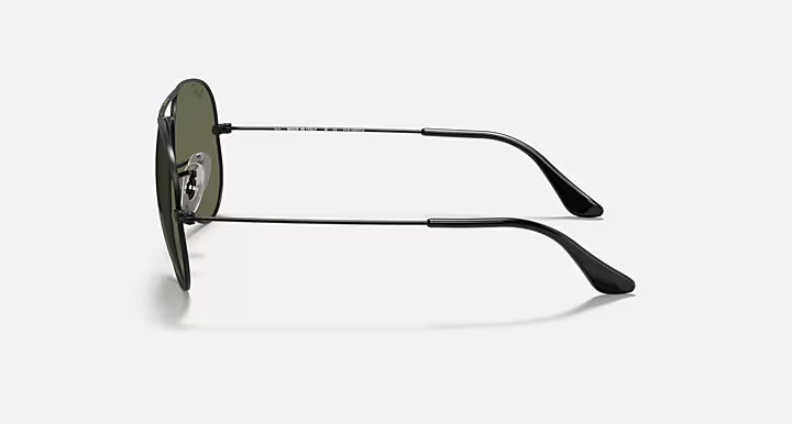 RAY-BAN AVIATOR CLASSIC Black & G-15 Green Pilot Sunglasses For Unisex M