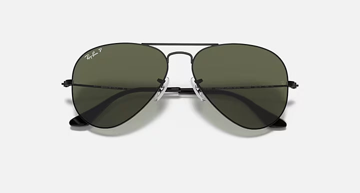 Ray-Ban Aviator Black & Green Sunglasses -Size 58