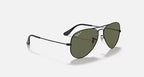 RAY-BAN AVIATOR CLASSIC Black & G-15 Green Pilot Sunglasses For Unisex M