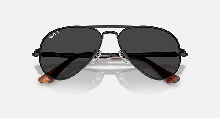 RAY-BAN AVIATOR MAX Black & Black Polarized Pilot Sunglasses For Unisex XL