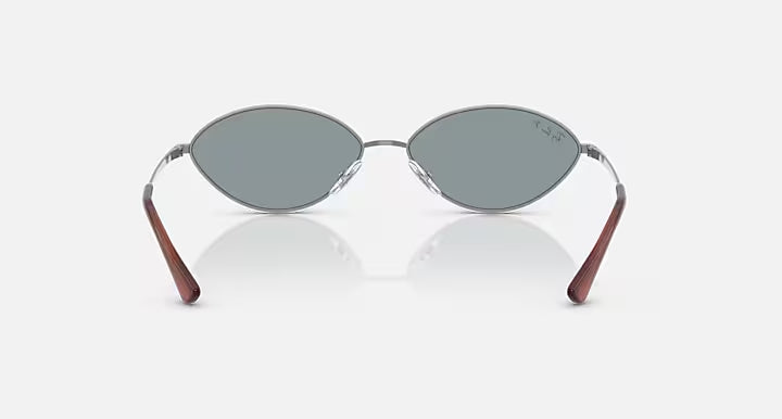 RAY-BAN KAI BIO-BASED Gunmetal & Azure Oval Sunglasses For Unisex L