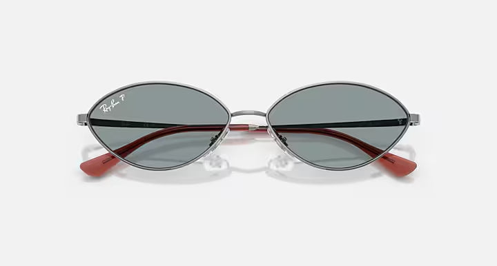 RAY-BAN KAI BIO-BASED Gunmetal & Azure Oval Sunglasses For Unisex L