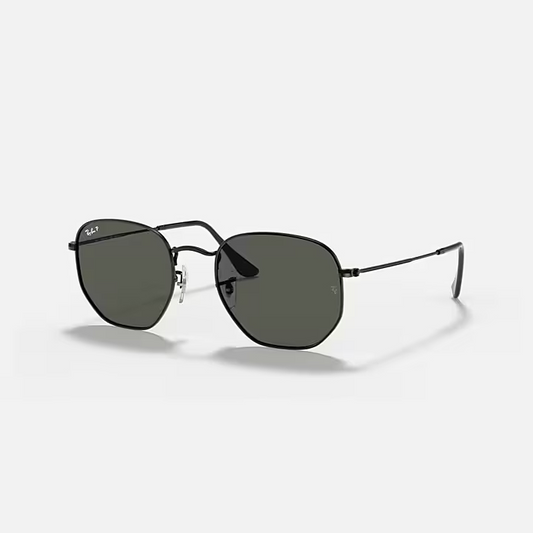 RAY-BAN HEXAGONAL FLAT LENSES Black & G-15 Green Irregular Sunglasses For Unisex M