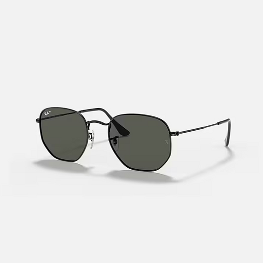 RAY-BAN HEXAGONAL FLAT LENSES Black & G-15 Green Irregular Sunglasses For Unisex XL