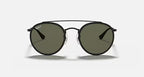 RAY-BAN ROUND DOUBLE BRIDGE Black & G-15 Green Round Sunglasses For Unisex M