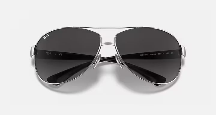 RAY-BAN RB3386 Silver & Grey Gradient Pilot Sunglasses For Men L
