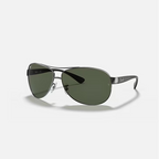 نظارات شمسية للرجال RAY-BAN RB3386 بلون Gunmetal وأخضر داكن بتصميم Pilot L