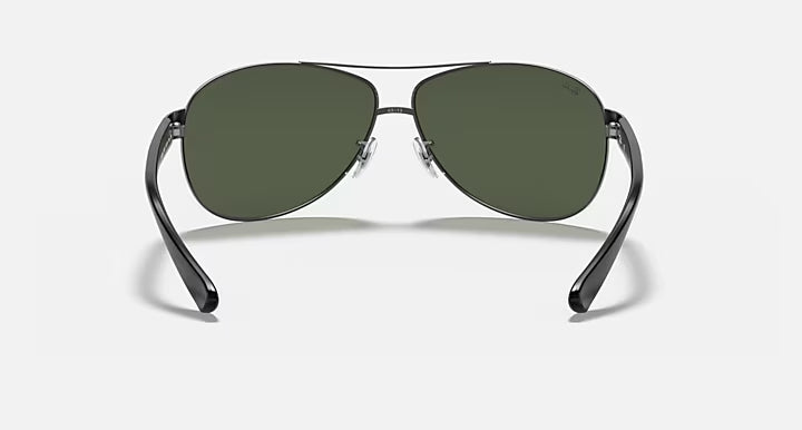 نظارات شمسية للرجال RAY-BAN RB3386 بلون Gunmetal وأخضر داكن بتصميم Pilot L