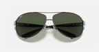 نظارات شمسية للرجال RAY-BAN RB3386 بلون Gunmetal وأخضر داكن بتصميم Pilot L