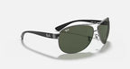 نظارات شمسية للرجال RAY-BAN RB3386 بلون Gunmetal وأخضر داكن بتصميم Pilot L