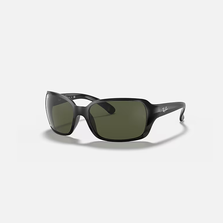 RAY-BAN RB4068 Black & G-15 Green Square Sunglasses For Women M