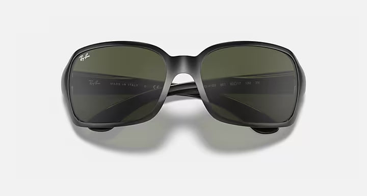 RAY-BAN RB4068 Black & G-15 Green Square Sunglasses For Women M