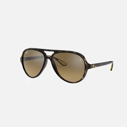 RAY-BAN RB4125M SCUDERIA FERRARI COLLECTION Havana & Brown/Silver Mirror Pilot Sunglasses For Unisex M
