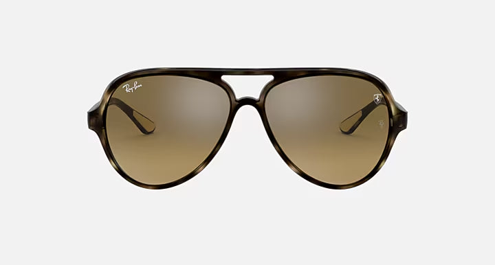RAY-BAN RB4125M SCUDERIA FERRARI COLLECTION Havana & Brown/Silver Mirror Pilot Sunglasses For Unisex M