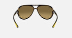 RAY-BAN RB4125M SCUDERIA FERRARI COLLECTION Havana & Brown/Silver Mirror Pilot Sunglasses For Unisex M