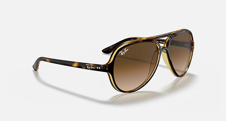 RAY-BAN CATS 5000 CLASSIC Light Havana & Light Brown Gradient Pilot Sunglasses For Men M