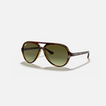 نظارة شمسية للرجال طراز RAY-BAN CATS 5000 CLASSIC بلون هافانا فاتح وعدسات متدرجة باللون الأخضر وعدسات على شكل طيار