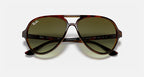 نظارة شمسية للرجال طراز RAY-BAN CATS 5000 CLASSIC بلون هافانا فاتح وعدسات متدرجة باللون الأخضر وعدسات على شكل طيار
