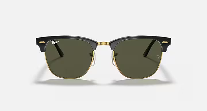 RAY-BAN CLUBMASTER CLASSIC Black On Gold & G-15 Green Square Sunglasses For Unisex XL