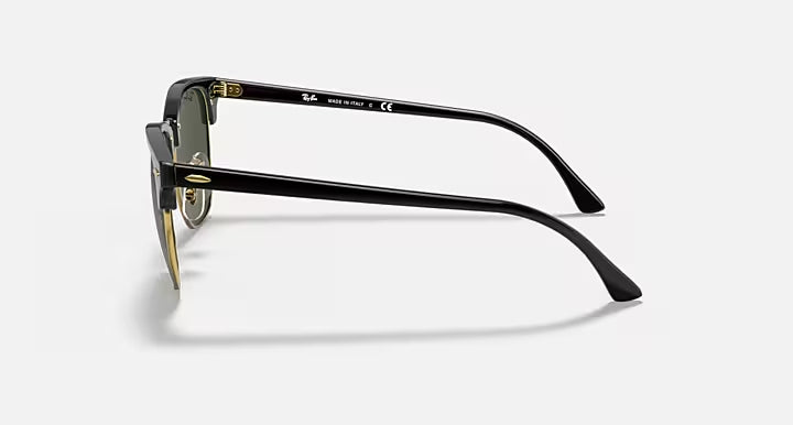 RAY-BAN CLUBMASTER CLASSIC Black On Gold & G-15 Green Square Sunglasses For Unisex XL