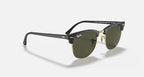 RAY-BAN CLUBMASTER CLASSIC Black On Gold & G-15 Green Square Sunglasses For Unisex XL
