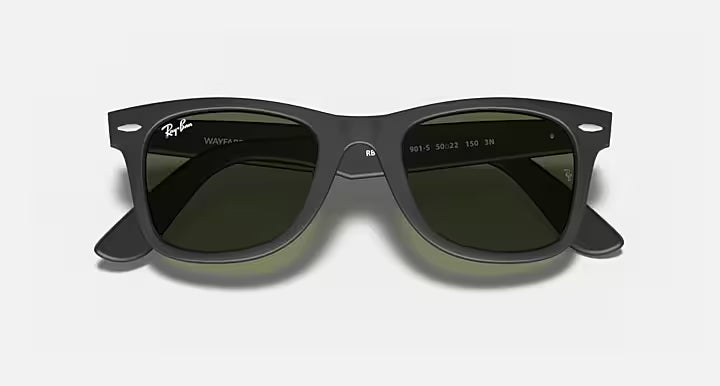 RAY-BAN ORIGINAL WAYFARER CLASSIC Black & G-15 Green Square Sunglasses For Unisex L