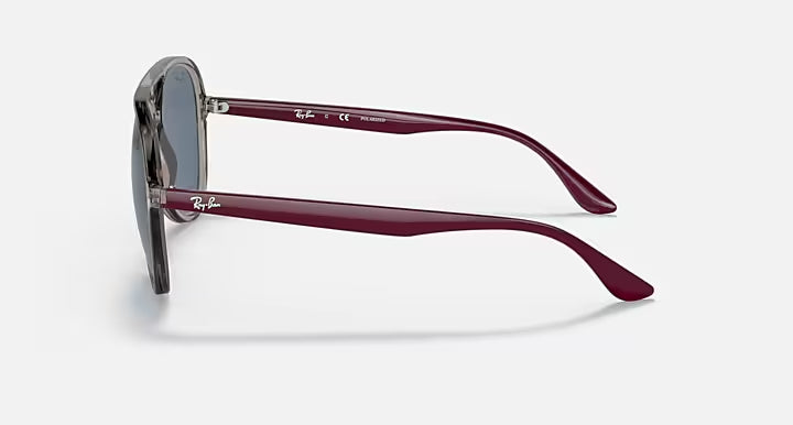 RAY-BAN RB4376 Transparent Grey & Dark Blue Pilot Sunglasses For Unisex L