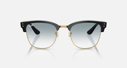 RAY-BAN CLUBMASTER REVERSE Black On Gold & Clear Gradient Blue Square Sunglasses For Unisex S