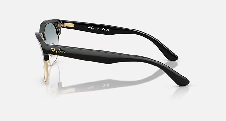 RAY-BAN CLUBMASTER REVERSE Black On Gold & Clear Gradient Blue Square Sunglasses For Unisex S