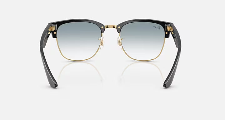 RAY-BAN CLUBMASTER REVERSE Black On Gold & Clear Gradient Blue Square Sunglasses For Unisex S