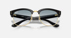 RAY-BAN CLUBMASTER REVERSE Black On Gold & Clear Gradient Blue Square Sunglasses For Unisex S