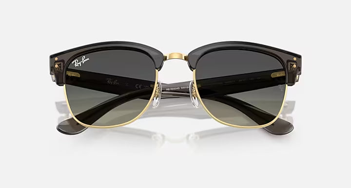 RAY-BAN CLUBMASTER REVERSE Transparent Dark Grey On Gold & Grey Gradient Square Sunglasses For Unisex S