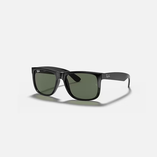RAY-BAN JUSTIN CLASSIC Black & Dark Green Square Sunglasses For Men S