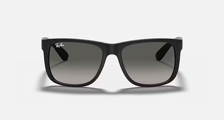RAY-BAN JUSTIN CLASSIC Rubber Black & Dark Grey Square Sunglasses For Men XS