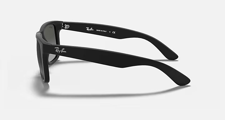 RAY-BAN JUSTIN CLASSIC Rubber Black & Dark Grey Square Sunglasses For Men XS