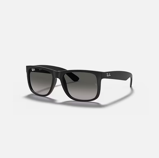 RAY-BAN JUSTIN CLASSIC Rubber Black & Dark Grey Square Sunglasses For Men S
