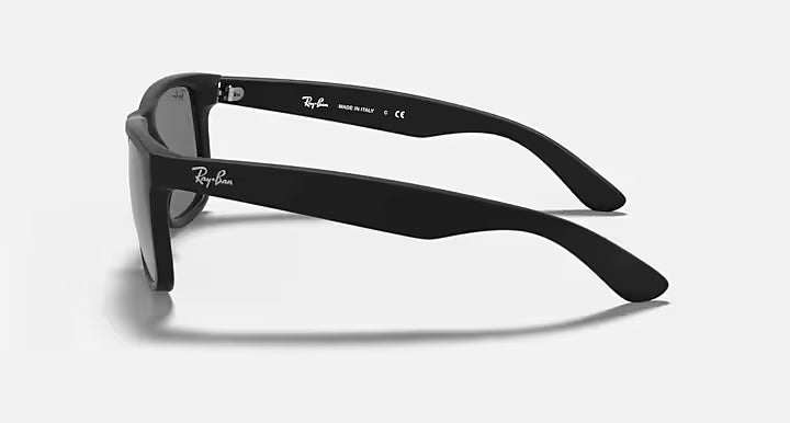 RAY-BAN JUSTIN COLOR MIX Rubber Black & Grey Mirror Silver Square Sunglasses For Men S