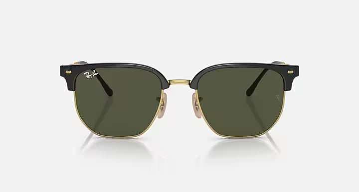 RAY-BAN NEW CLUBMASTER Black On Gold & Green Irregular Sunglasses For Unisex L