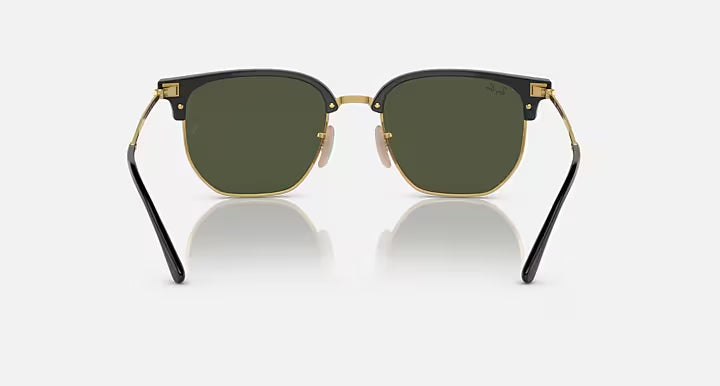 RAY-BAN NEW CLUBMASTER Black On Gold & Green Irregular Sunglasses For Unisex L