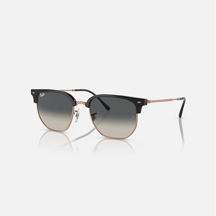 RAY-BAN NEW CLUBMASTER Dark Grey On Rose Gold & Grey Irregular Sunglasses For Unisex XL