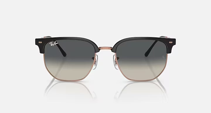 RAY-BAN NEW CLUBMASTER Dark Grey On Rose Gold & Grey Irregular Sunglasses For Unisex XL