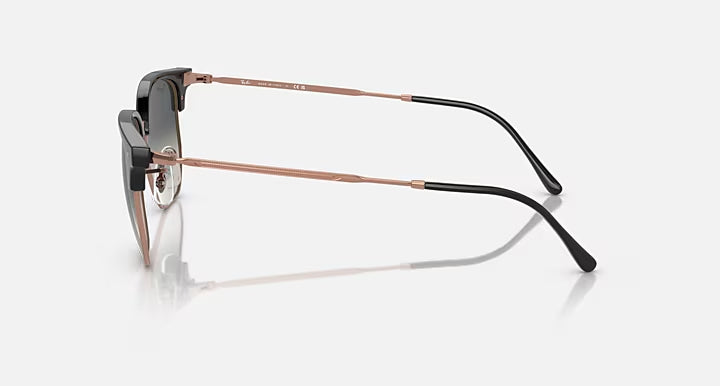 RAY-BAN NEW CLUBMASTER Dark Grey On Rose Gold & Grey Irregular Sunglasses For Unisex XL