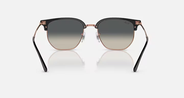 RAY-BAN NEW CLUBMASTER Dark Grey On Rose Gold & Grey Irregular Sunglasses For Unisex XL